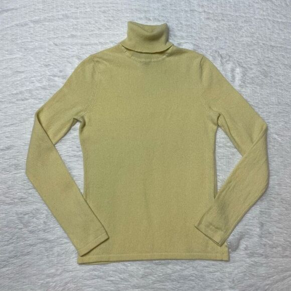 Lord and Taylor 100% Cashmere Chiffon Yellow Turtleneck Sweater - Picture 1 of 6
